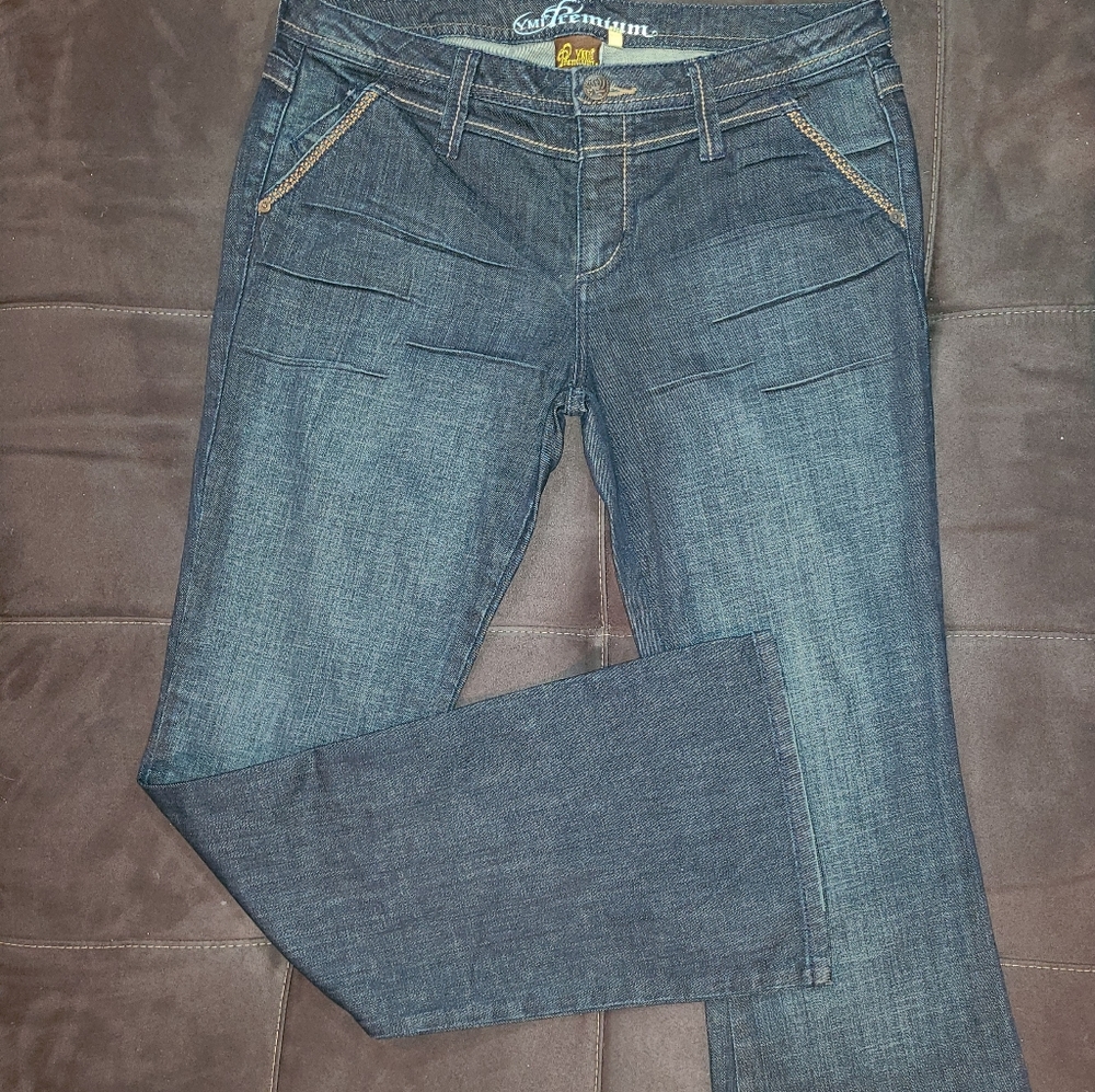 YMI Premium Dark Denim Wide Leg Jean Pant